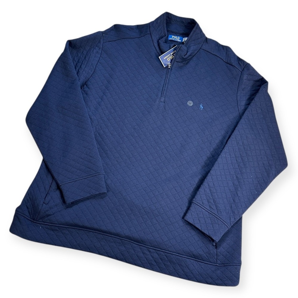 Polo Ralph Lauren Mens 2XLT Aviator Navy Quilted Quarter Zip Pullover